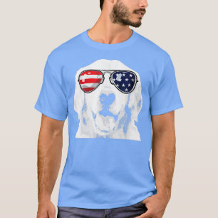 Golden Retriever Hund Wearing USA flagga Sunglasse T Shirt