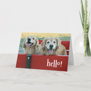 Golden Retriever Hundar i Red Wagon Thinking You Kort