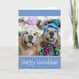 Golden Retriever Hundar i Winter Hats Hanukah Helgkort