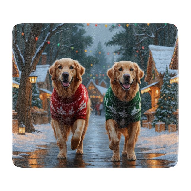 Golden Retriever Hundar Jul Snö Högtid (Framsidan)