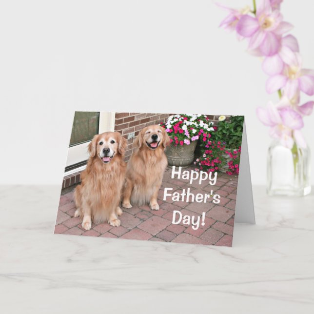 Golden Retriever Hundar med blommor Fars dag Kort (Orkide)