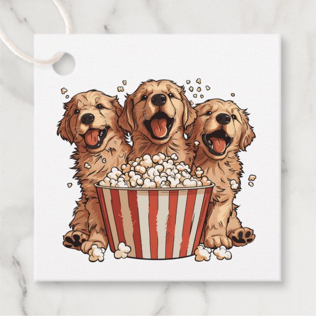 Golden Retriever Hundar Movie Popcorn Bucket Gåvor Etiketter (Framsida)