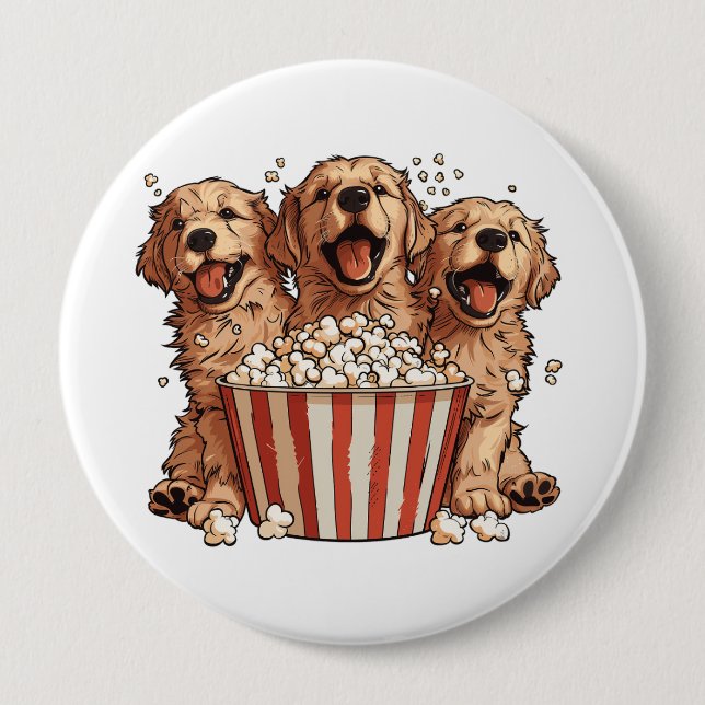 Golden Retriever Hundar Movie Popcorn Bucket Knapp (Framsida)