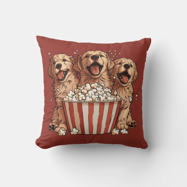 Golden Retriever Hundar Movie Popcorn Bucket Kudde (Framsida)