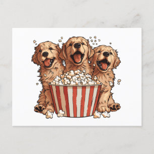 Golden Retriever Hundar Movie Popcorn Bucket Vykort
