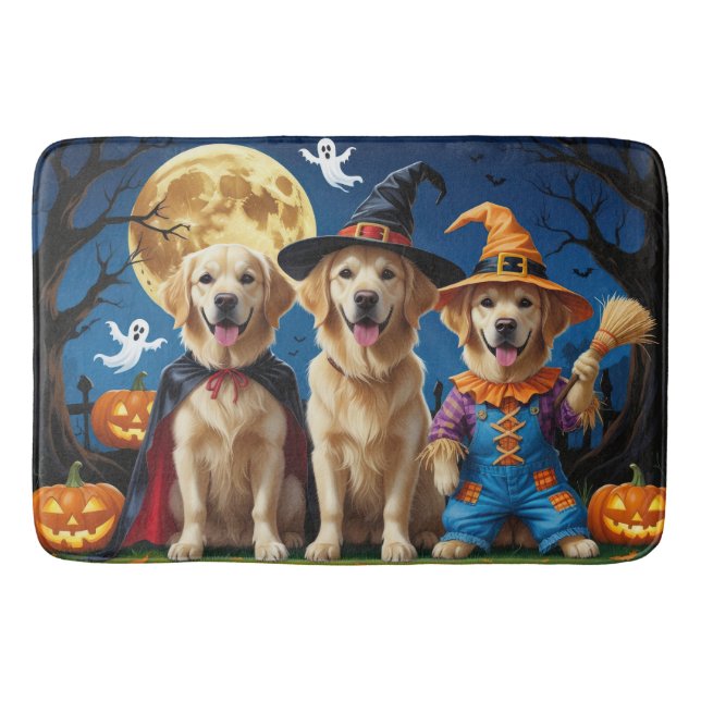Golden Retriever Hundar Pumpkin Halloween Funny Badrumsmatta (Framsidan)