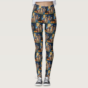 Golden Retriever Hundar Pumpkin Halloween Funny Leggings