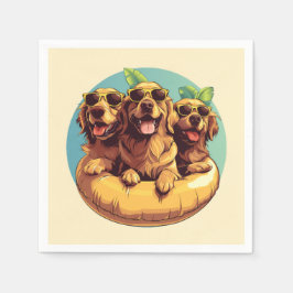 Golden Retriever Hundar Sommar Bassäng Pappersservett