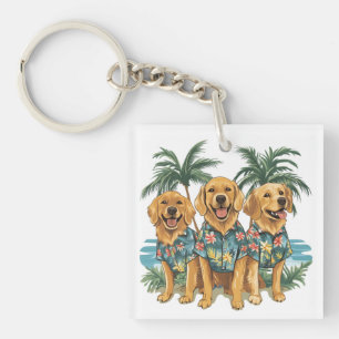 Golden Retriever Hundar Wearing Hawaiian Shirt