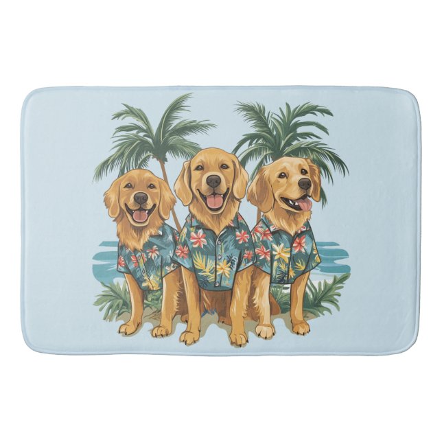 Golden Retriever Hundar Wearing Hawaiian Shirt Badrumsmatta (Framsidan)