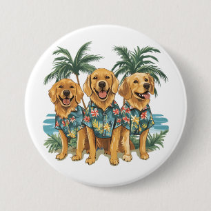 Golden Retriever Hundar Wearing Hawaiian Shirt Knapp