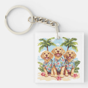 Golden Retriever Hundar Wearing Hawaiian Shirts