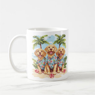 Golden Retriever Hundar Wearing Hawaiian Shirts Kaffemugg