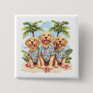 Golden Retriever Hundar Wearing Hawaiian Shirts Knapp