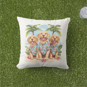 Golden Retriever Hundar Wearing Hawaiian Shirts Kudde