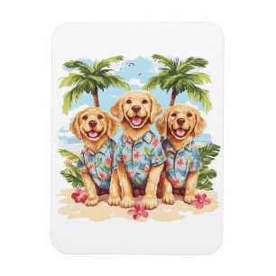 Golden Retriever Hundar Wearing Hawaiian Shirts Magnet