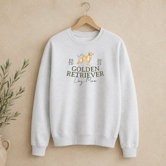 Golden Retriever Hundmamma Illustration Lång Ärmad Tröja (Golden Retriever Dog Mom Illustration Sweatshirt)