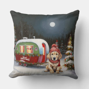 Golden Retriever Husvagn Juläventyr Kudde