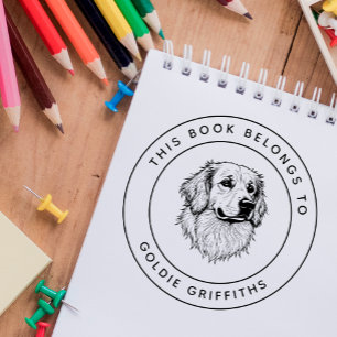 Golden Retriever i Bok Tillhören till Barn Självfärgande Stämpel