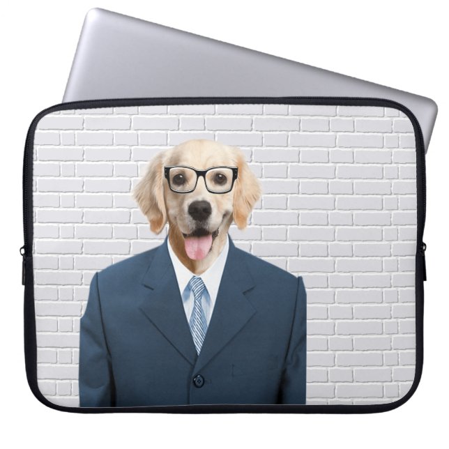 Golden Retriever i Business Kostym Laptop Fodral (Framsidan)