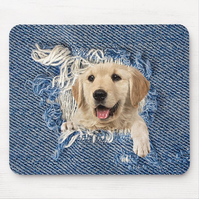 Golden Retriever i Denim Hål Musmatta (Framsidan)