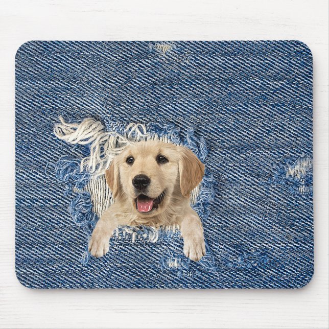 Golden Retriever i Denim Hål Musmatta (Framsidan)