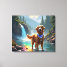 Golden Retriever i en Fantasy Rainbow River