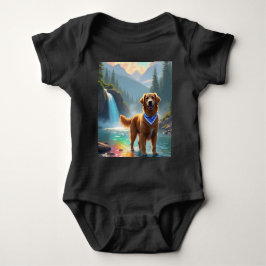 Golden Retriever i en Fantasy Rainbow River T Shirt