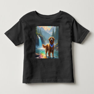 Golden Retriever i en Fantasy Rainbow River T Shirt