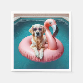 Golden Retriever i Flamingo Pool-leksak Pappersservett
