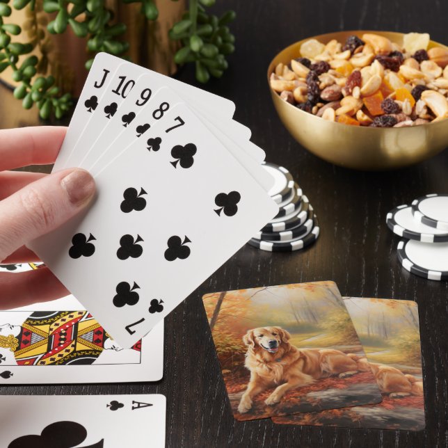 Golden Retriever i Höst löv Fall Inspire Casinokort (På plats)