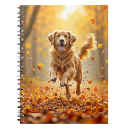Golden Retriever i höst Skogen Anteckningsbok