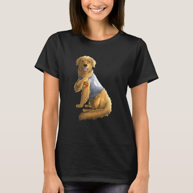 Golden Retriever I Kärlek Mamma Tattoo Hund Mor T Shirt (Framsida)