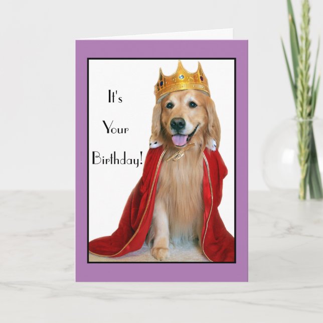 Golden Retriever i Kung Costume Birthday Kort (Framsida)