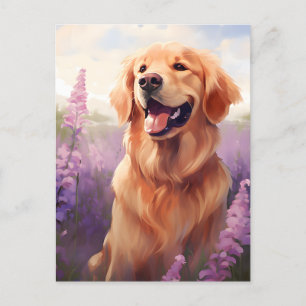 Golden Retriever i Lavender fält Vykort