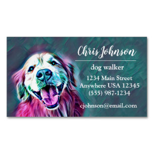 Golden Retriever i Neon Färg Dog Walker Magnetiska Visitkort