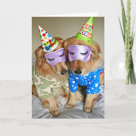 Golden Retriever i Pajamas Birthday Kort