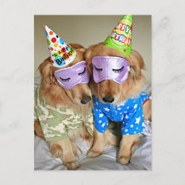 Golden Retriever i Pajamas Birthday Vykort