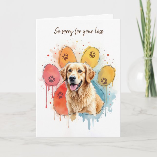 Golden Retriever i Paw Print Kort (Framsida)