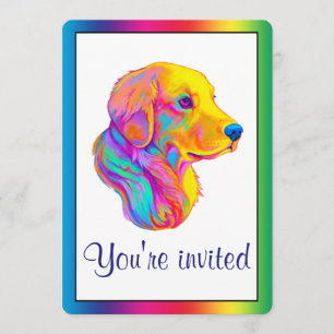 Golden Retriever i Rainbow Inbjudan