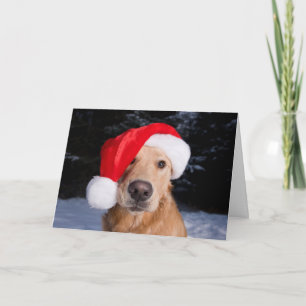 Golden Retriever i Santa Hat Helgkort