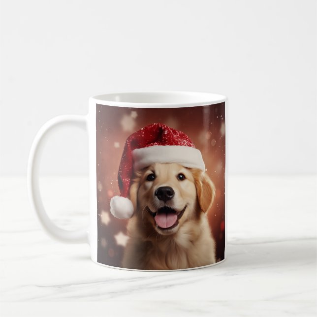 Golden Retriever i Santa Hat Kaffemugg (Vänster)