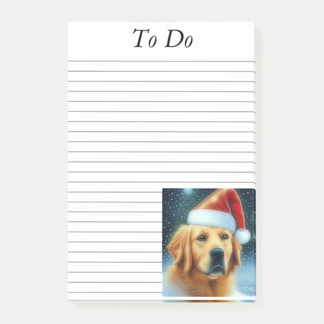 Golden Retriever i Santa Hat Post-it Block (Framsida)