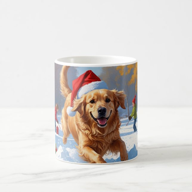 Golden Retriever i Snö med julhatt Kaffemugg (Center)