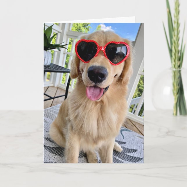 Golden Retriever i Sunglasses Summer Hälsning Kort (Framsida)