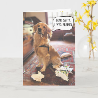 Golden Retriever i trubbel med Tomte jul Kort