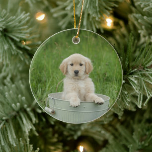 Golden Retriever i Tvättat bäcken Julgransprydnad Keramik