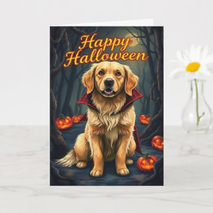 Golden Retriever i Witch Hat Halloween Cute Hund Kort