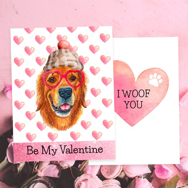 Golden Retriever I Woof You Hund Valentine Day Julkort (Skapare uppladdad)