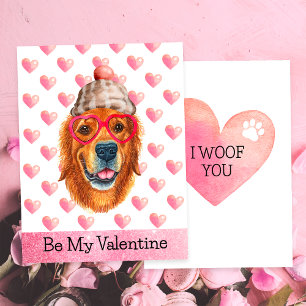 Golden Retriever I Woof You Hund Valentine Day Julkort